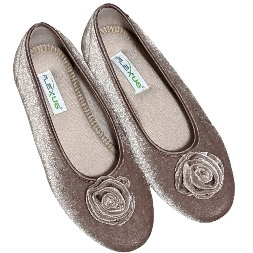 Flexus by Spring Step rose loud light grey velvet slipper ballet flat 38